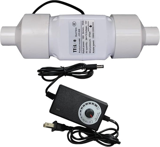 18W 12V Duct Extractor Fan 2” 50mm with 20mm PVC Pipe Interface 32 CFM Air Circulation Vent Blower for Heating Cooling Greenhouse (Color : Adjustable Speed, Size : 50mm/20mm)