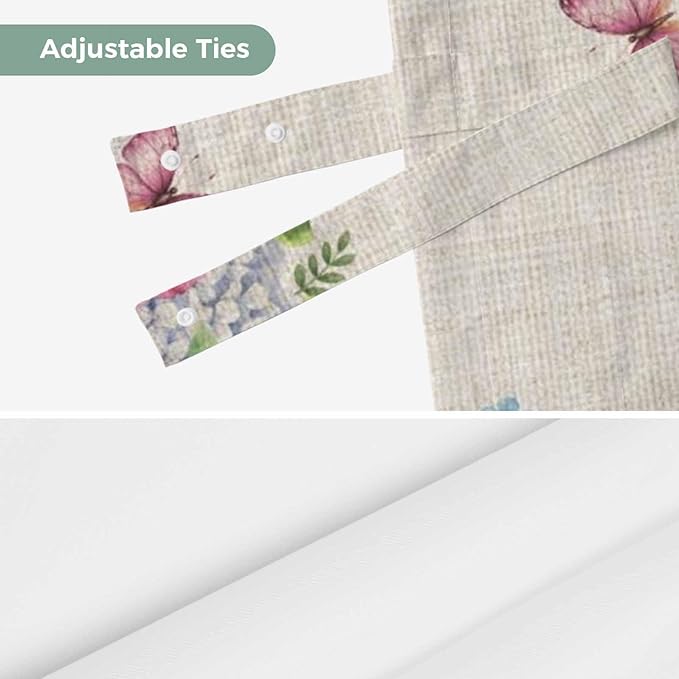 Farmhouse Spring Tie Up Valance Curtains for Windows, Kitchen Curtains Window Shades, Retro Bicycles Flowers Vines Butterfly Light Filtering Roman Curtain Valances for Bedroom/Bathroom/Cafe 60"x18"
