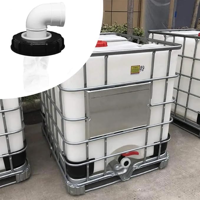samou IBC Lid Filter 165 mm 90° Ton Barrel Cover with Nylon Washable IBC Tank Lid Filter for mounting on IBC Container Rainwater Tank IBC 1000 Liters DN150 (90° Angle)