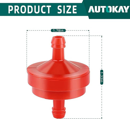 AUTOKAY Lawn Mower 1/4" Inline Gas Fuel Filter Compatible with 298090 298090S Toro 42-5240 56-6360 John Deere AM107314 LG298090 LG298090S PT4265 Pack of 10