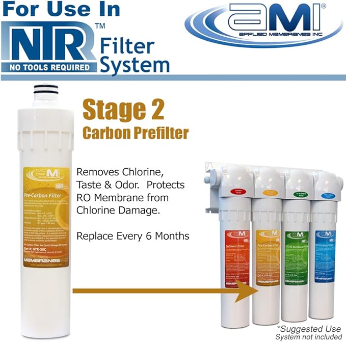 Carbon Pre-Filter for Applied Membranes NTR RO System | NTR-50C Replacement Water Filter Stage 2 for NTR-RO-50