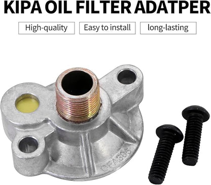 KIPA Oil Filter Adapter Replace for Small Block Chevy V8 Engines SBC BBC Spin On Bypass 305 307 327 350 400 396 402 427 454# 3952301