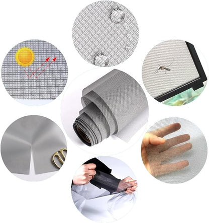 High Density dustproof and Pollen Proof net Window Screen mesh roll Used to Replace Screen Windows and Doors (Grey high-Density mesh,787''×37''(2000×95cm)