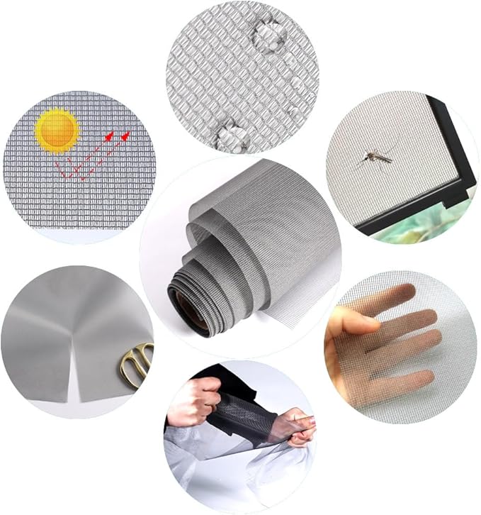 High Density dustproof and Pollen Proof net Window Screen mesh Used to Replace Screen Windows and Doors (Grey high-Density mesh,200''×98''(508×249cm)