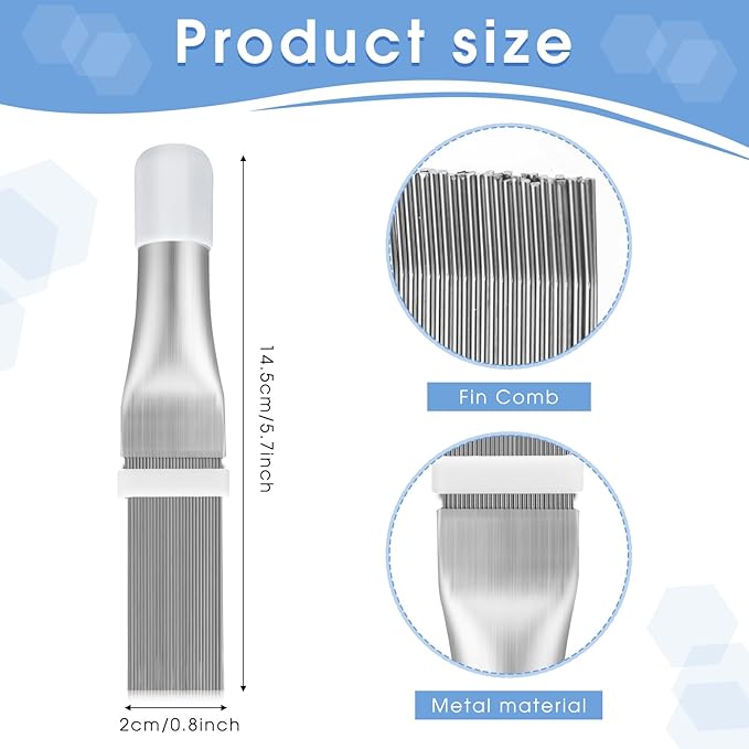 Boao 3 Pcs Ac Coil Cleaner Brush Fin Comb Double Sided Refrigerator Air Conditioner Evaporator Condenser Coil Stainless Steel Mini Split Brush Cleaning Kit HVAC Straightener for Ac Unit