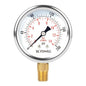 2-1/2" Dial Size, 0-200 Psi Pressure Gauge, Glycerin Liquid Filled, 1/4" NPT Lower Mount, Stainless Steel Case, for Air Compressor, Shock, Water System, Well Pump, Tank, Pipe, Pressure Test