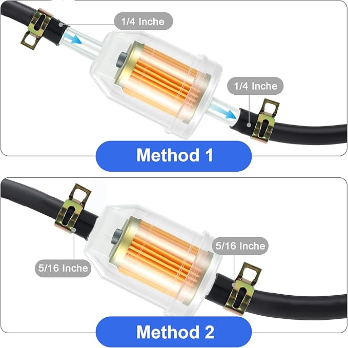 10 PCS 1/4 Inch and 5/16 Inch Gas Inline Fuel Filters with Magnet for Kawasaki, Kohler, John Deere, Lawn Mower, Small Engine, Upgrade Universal Replacement Fuel Filter with 10 Clips