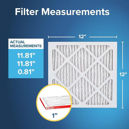 Filtrete 12x12x1 AC Furnace Air Filter, MERV 11, MPR 1000, Micro Allergen Defense, 3-Month Pleated 1-Inch Electrostatic Air Cleaning Filter, 4 Pack (Actual Size 11.81x11.81x0.81 in)