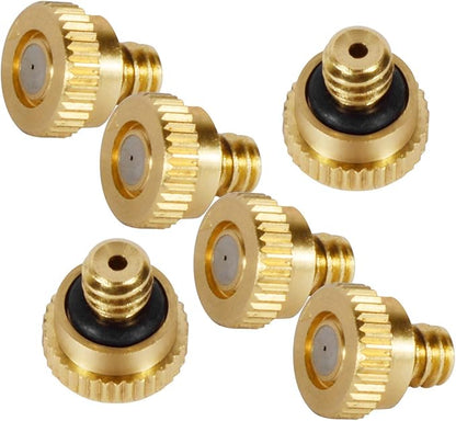 KUWAN 0.016" Orifice (0.4mm) Thread UNC 10/24 Brass Misting Nozzles Low Pressure Atomizing Misting Sprayer Water Hose Nozzle for Greenhouse, Landscaping, Outdoor Cooling Mister System (40PCS)