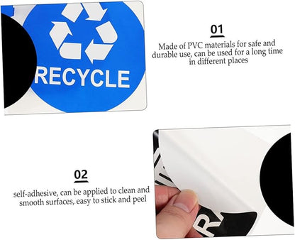 TEHAUX 8pcs Garbage Bin Sticker Waste Sorting Recycling Labels PVC Trash Can Classification Stickers for Home