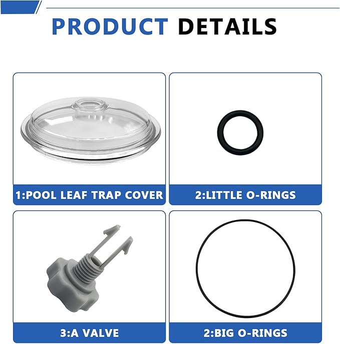 SF15110 Pool Leaf Collector Cover for Intex 12-Inch Sand Filter Pump, Sand Filter Replacement Parts for Intex SF80110-1,SF80110-2，11823,26361CA ,26361EH,26361W,ECO15110-2 Models,with O-Ring and Valve