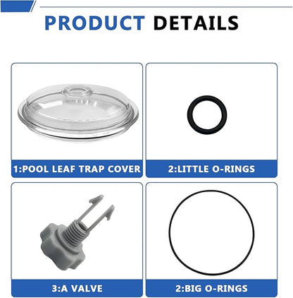 SF15110 Pool Leaf Collector Cover for Intex 12-Inch Sand Filter Pump, Sand Filter Replacement Parts for Intex SF80110-1,SF80110-2，11823,26361CA ,26361EH,26361W,ECO15110-2 Models,with O-Ring and Valve