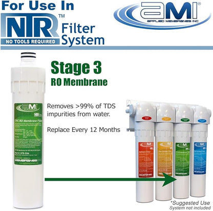 RO Membrane for Applied Membranes NTR RO System | NTR-50M Replacement Membrane Stage 3 for NTR-RO-50