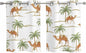 2 Panel Kitchen Cafe Curtains, Desert Camels Sunlight Filtering Nature Air Through, Home Decor Window Covering Tier Curtains for Bedroom Living Room 55W x 39L inch Tropical Date Palm Trees Animal