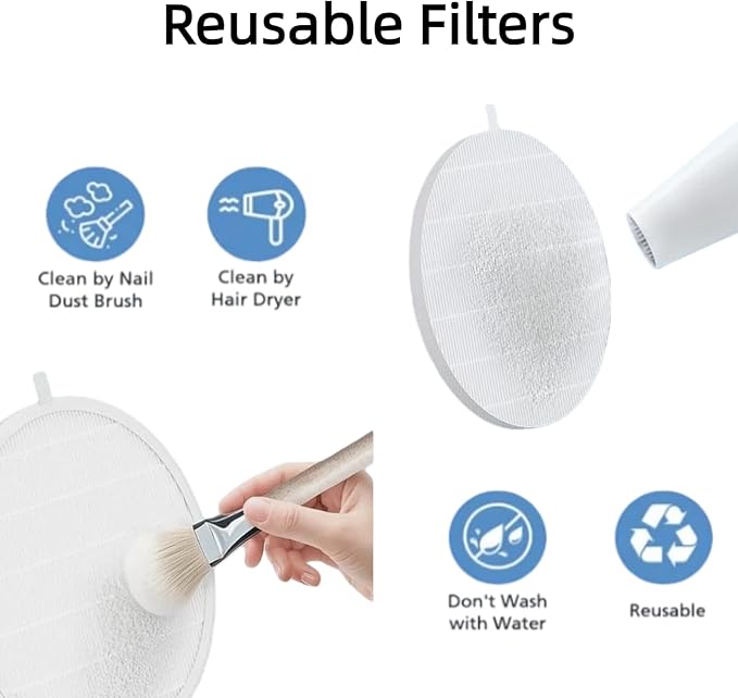 4 Pack Nail Dust Collector Replacement Filter, Compatible with MelodySusie HPro & SProR, Reusable Filters for Nail Dust Vacuum Machine, Round Shape