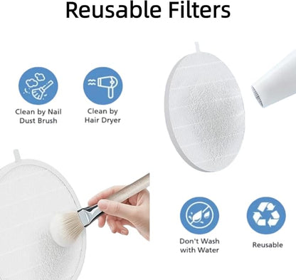 4 Pack Nail Dust Collector Replacement Filter, Compatible with MelodySusie HPro & SProR, Reusable Filters for Nail Dust Vacuum Machine, Round Shape
