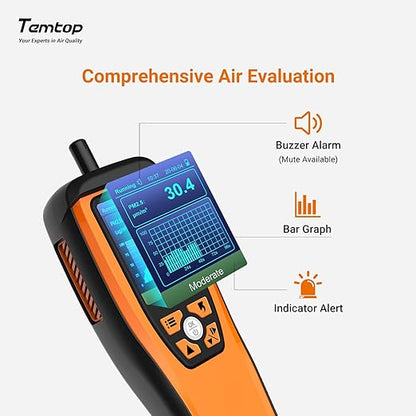 Temtop Advanced Air Quality Monitor for CO2, PM2.5, PM10, with Audio Alarm, Temp & Humidity Insights, Plus Data Export for in-Depth Analysis, M2000C 2ND