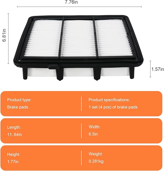 Engine Air Filter 17220-6A0-A00 Compatible with Honda Accord 2018 2019 2020 2021 2022 1.5L