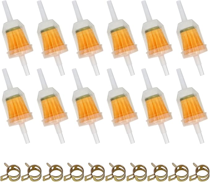 Inline Fuel Filter for Lawn Mower, Small Engine, Kohler, John Deere, Kawasaki - Gas Filter Replacement with High Flow Design (12-Pack)