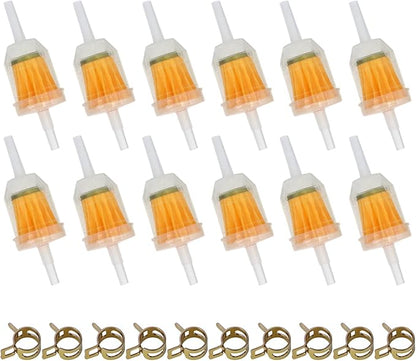 Inline Fuel Filter for Lawn Mower, Small Engine, Kohler, John Deere, Kawasaki - Gas Filter Replacement with High Flow Design (12-Pack)