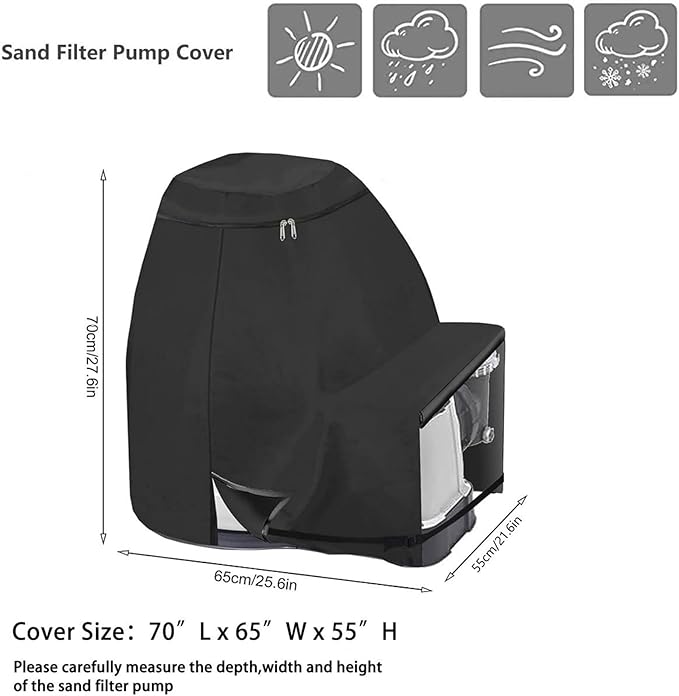 Waterproof Pump Cover - Protective Outdoor Motor Shield, Heavy Duty Pool Equipment Enclosure | Leakproof Sand Filter Protective Cover, All-Season UV-Resistant Case, Durable Weather Guard for Yard