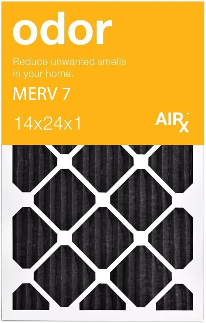 AIRX FILTERS WICKED CLEAN AIR. ODOR 14x24x1 MERV 7 Carbon Pleated Air Filter - Made in the USA - Box of 6