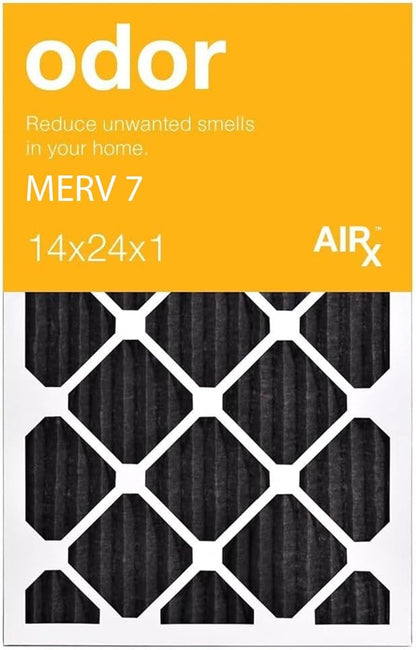 AIRX FILTERS WICKED CLEAN AIR. ODOR 14x24x1 MERV 7 Carbon Pleated Air Filter - Made in the USA - Box of 6