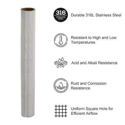 PATIKIL 40" L x 10" W Woven Wire Mesh, 400 Mesh 316L Stainless Steel Air Vent Filter Screen for Window Security Vent Cover Filtration Animals Fence
