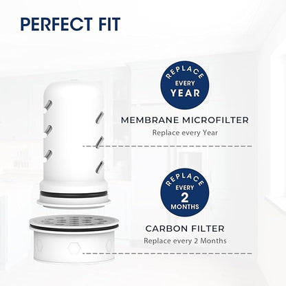 MARRIOTTO Water Filter Replacement for Ls Home Dispenser 18 Cup, Glass Pitcher 7 Cup and GLACIER FRESH Glass pitcher, 3 Activated Carbon + Ion Exchange Filter