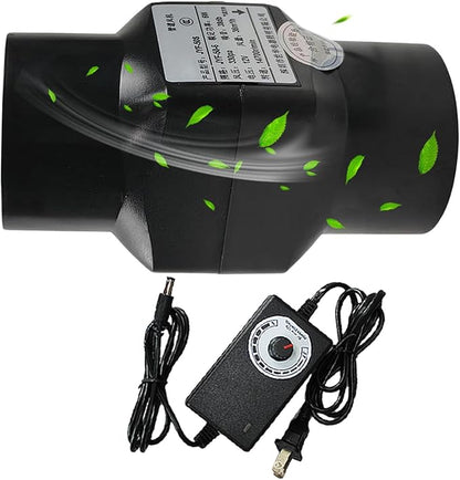 2 Inch Inline Duct Fan 12V 22 Cfm Ventilation Fan Variable Speed HVAC Blower for Grow Tent, Hydroponics Air Diffuser Black 6w (Color : Adjustable Speed)