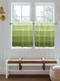 Gradient Green Wooden Board Window Valance Curtains, Retro Country Wood Grain Light Filtering Kitchen Valance with 3-inch Rod Pocket for Living Room Bathroom Bedroom,2 Panel,27.5x36In
