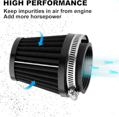 Mtsooning 48mm Motorcycle Air Filter, Clamp-on Intake Pod Cleaner Filter Replacement for Motorcycle ATV Dirt Pit Bike Go Kart 50-110cc