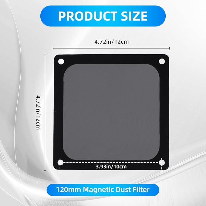 120mm Fan Dust Filter Mesh Compatible for Computer Cooler/PSU/Routers Nylon Mesh,Frame PC Fan Dust Meshes Cooler Filter Dustproof Computer Fan Grills (120 * 120mm,4pcs)
