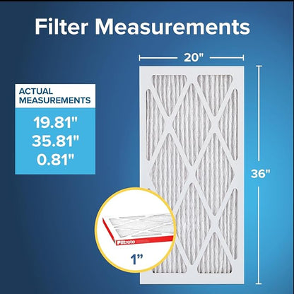 Filtrete 20x36x1 AC Furnace Air Filter, MERV 11, MPR 1000, Micro Allergen Defense, 3-Month Pleated 1-Inch Electrostatic Air Cleaning Filter, 2 Pack (Actual Size 19.81x 35.81x0.81 in)