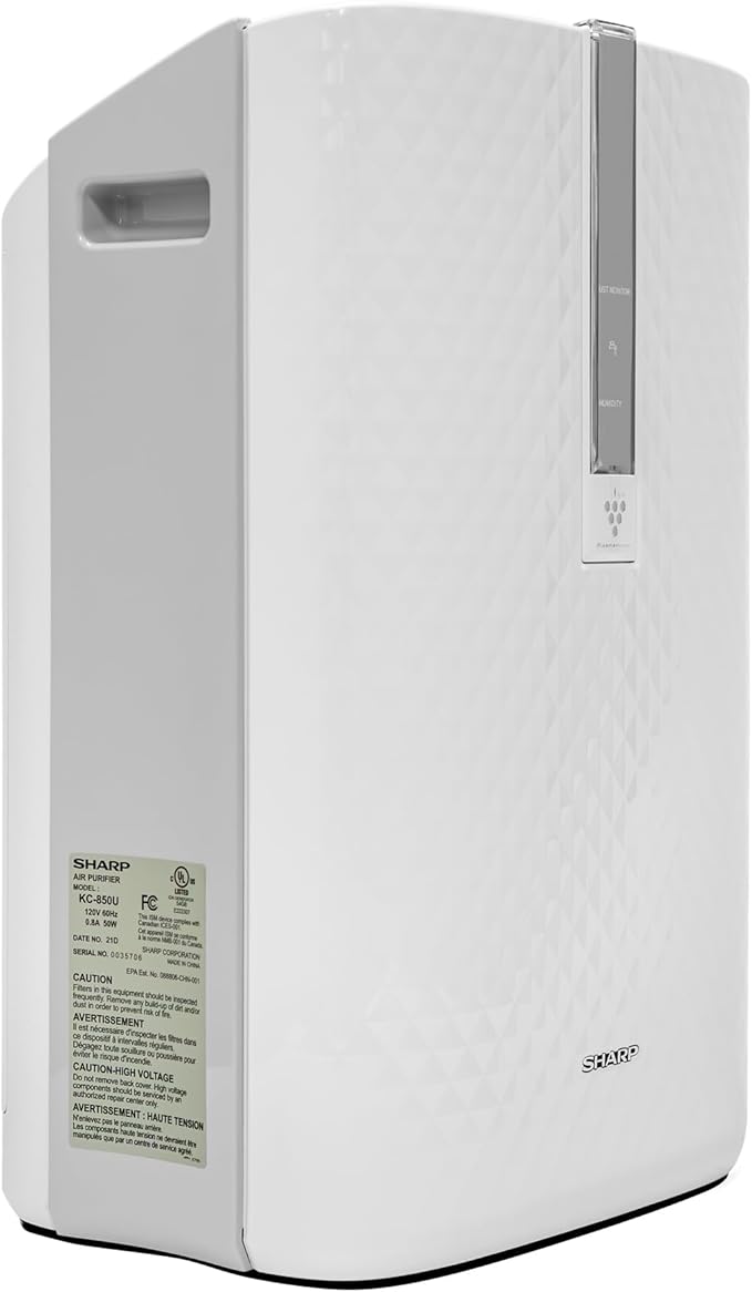 SHARP Air Purifier with Humidifier Combo – Covers up to 1,230 sqft in one hour, True HEPA Filter Air Purifier for Medium Rooms, Home Nursery, Dust, Smoke, Pollen - KC850U