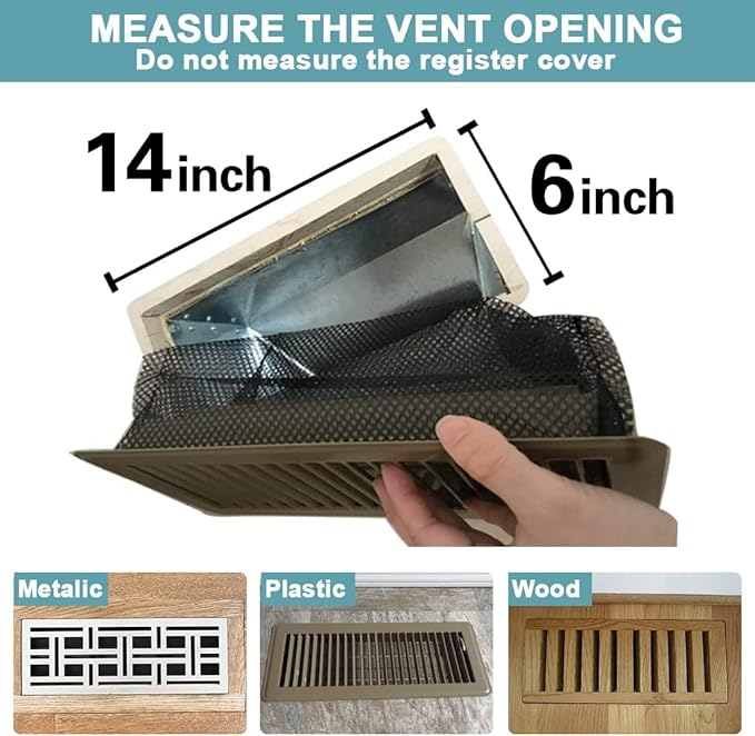 Floor Register Cover Trap, Floor Air Vent Cover Screen for Home Air Vent Filters 5-Pack Floor Vent Mesh Filters Net Trap (6 x 14 Inch)