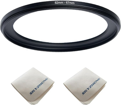 82mm Lens to 67mm Camera Lens Adapter 82mm to 67mm Step Down Ring Adapter Ring for All Brands of UV ND CPL, with Premium Lens Wiping Cloth 2 Pack (82mm-67mm)