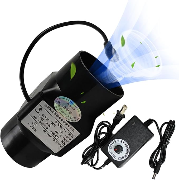 12V 2 Inch Inline Duct Fan 22 CFM Ventilation Exhaust Booster Quiet 6W Extractor Blower for HVAC Attic Kitchen Grow Tent (Color : Adjustable Speed)