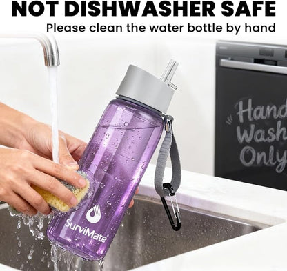 Survimate 5-Stage 0.01μm Ultra-Filtration Filtered Water Bottle, BPA-Free Material, NSF/ANSI 42&372 Certified, Portable Water Filter Bottle for Survival, Camping, Hiking, and Emergency Use