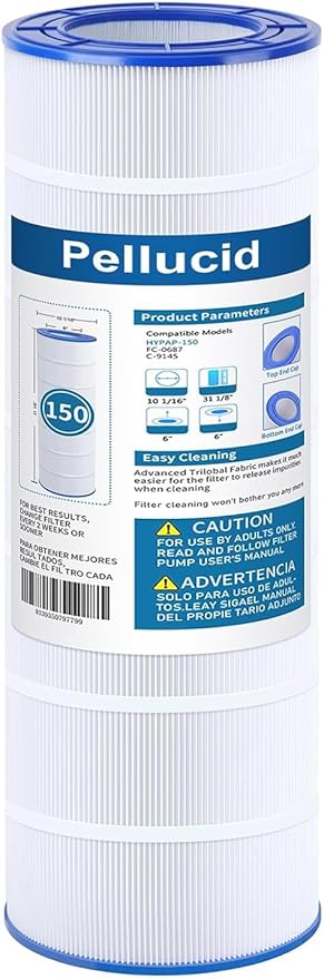 CC150 Pool Filter Cartridge Compatible with Pleatco PAP150, CCRP150, R173216, Unicel C-9415, 59054300, Filbur FC-0687, 160317, 160355, 160352, 150 sq.ft. 1 Pack