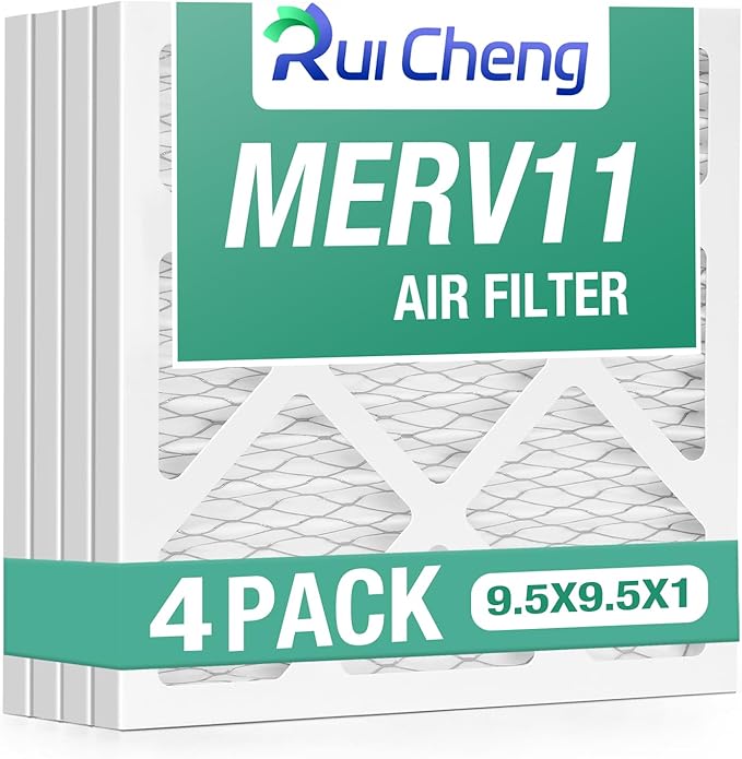 4 Pack Updated 9x9x1Air Filter, pertain Merv 11 HVAC Pleated A/C Furnace Filters (Actual Size: 9.5x9.5x0.75)