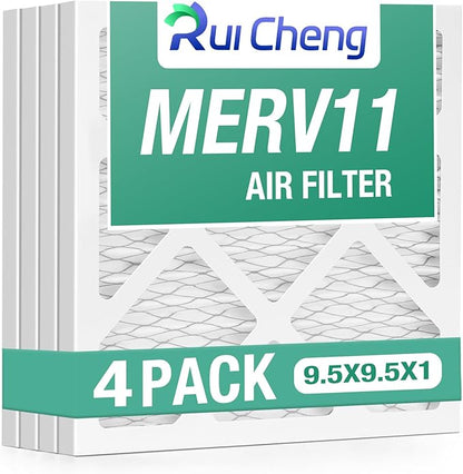 4 Pack Updated 9x9x1Air Filter, pertain Merv 11 HVAC Pleated A/C Furnace Filters (Actual Size: 9.5x9.5x0.75)