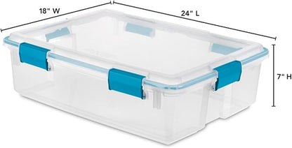 Sterilite 8-Pack Gasket Box, Weather-Resistant Storage Bins with Latching Lids, 37 Quart - Heavy-Duty Organizing Containers for Closet, Bathroom, and Office