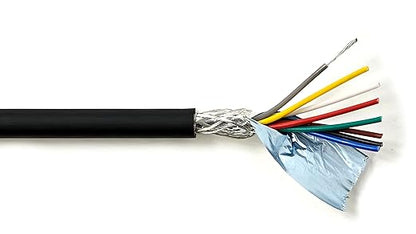 10C 24AWG AMSB Shielded Cable Wire (UL2464) - Highly Flexible Str TC, PVC Ins, OS+TC BRD, PVC JKT for CNC Machine, Stepper Motor, VFD Spindle (Matte Black 25FT)