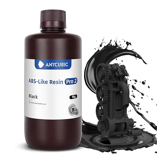 ANYCUBIC ABS-Like Resin Pro 2, Upgraded 8K 3D Printer Resin with Enhanced Strength and Toughness, High Precision, Low Odor, Wide Compatibility for All LCD Resin 3D Printers (Black, 1kg)