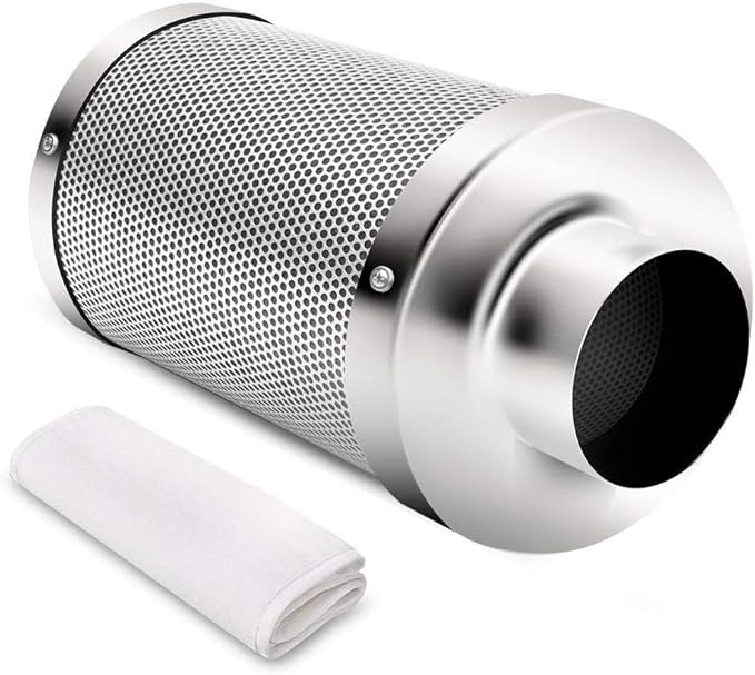 iPower 6" Air Carbon Filter with Australia Virgin C for Inline Duct Fan, Grow Tent, Odor Scrubber Control, Hydroponics, Prefilter Included, 6", Reversible Flange