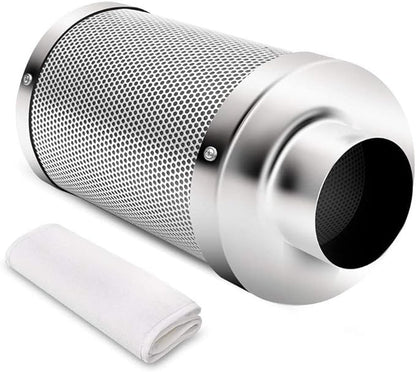 iPower 6" Air Carbon Filter with Australia Virgin C for Inline Duct Fan, Grow Tent, Odor Scrubber Control, Hydroponics, Prefilter Included, 6", Reversible Flange