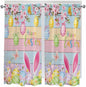 Colorful Easter Living Room Curtains 72 Inches length, Spring Watercolor Bunny Egg Flower Wood Grain Window Treatment Curtain Drapes, Light Filtering Drapes for Bedroom Laundry Room, 52"x72", 2 Panels