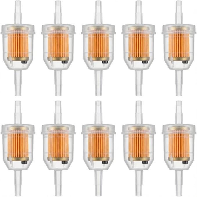 Gas Inline Fuel Filters with magnet for Kawasaki Kohler Briggs & Stratton John Deere 1/4 Inch x 5/16 Inch (Pack of 10)