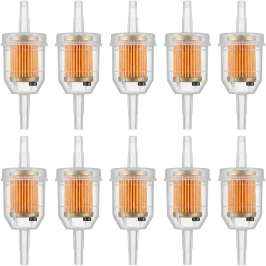 Gas Inline Fuel Filters with magnet for Kawasaki Kohler Briggs & Stratton John Deere 1/4 Inch x 5/16 Inch (Pack of 10)
